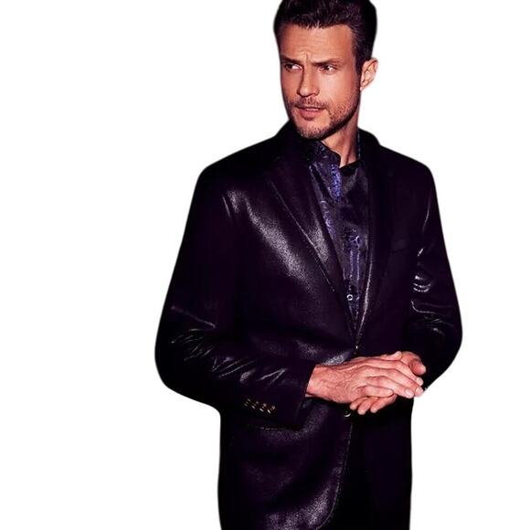 TALLIA Men's Slim-Fit Sport Coat Jacket Blazer Black Metallic - 40 Regular- NWT